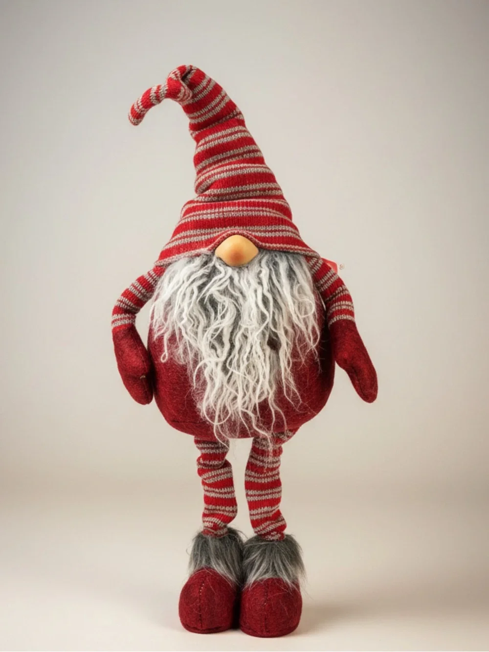 Red Striped Holiday Gnome Plush Decor • NIP • 24